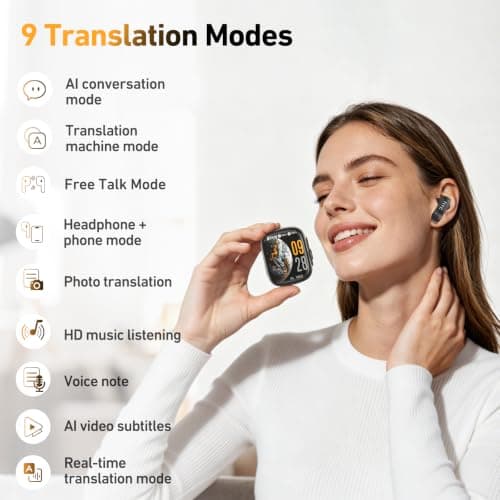 QYGCKJ NE72 AI Translation Earbuds Real Time,165 Languages Translator Ear Buds,Wireless Bluetooth 6.0 Headphones with LCD Touch Screen,Suitable for Travel, Business, Music — view 5