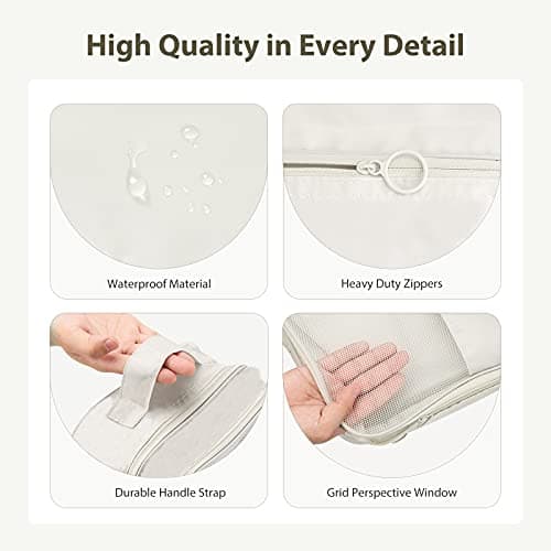 Hezelf Shoe Bag Holds 3 Pair of Shoes, Portable Shoe Storage Pouch for Travel and Daily Use, Travel Suitcase Shoe Organizer,Travel Accessories Essentials, Waterproof, Beige-L, Travel and Daily Use — view 5