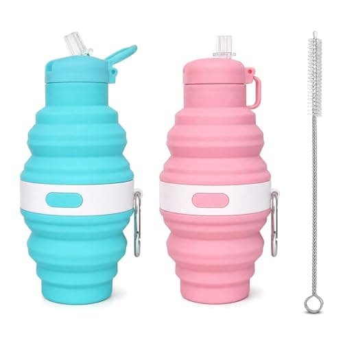 Cheewing 3PCS Collapsible Water Bottle Set, Silicone Soft Flask Bottles