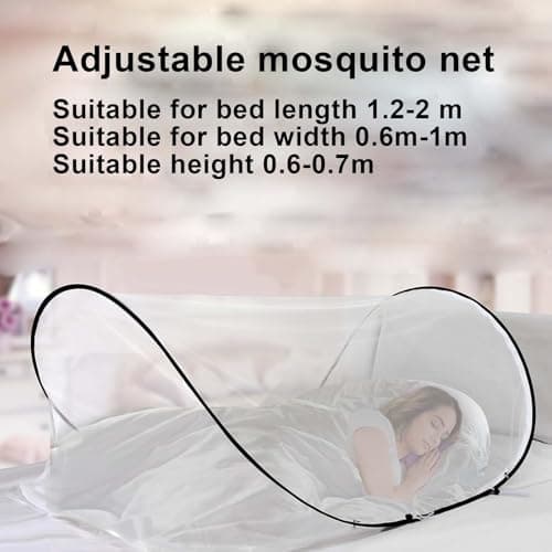 Adjustable Mosquito Net, 200 x 100x 70 cm Portable Collapsible Fine Mesh Travel Mosquito Net, Ultra-Light Sleeping — view 2