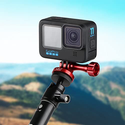 HSU Aluminium Alloy Tripod Mount Adapter with Thumbscrew for GoPro (Red) — view 6