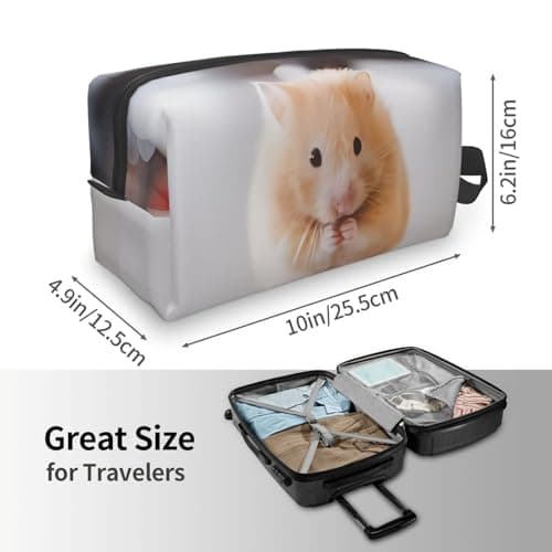 Large Travel Cosmetic Bag â€“ Reusable Maroon Hamster Print Dopp Kit for Toiletries, Portable Organizer for Men and Women, White, One Size — view 4