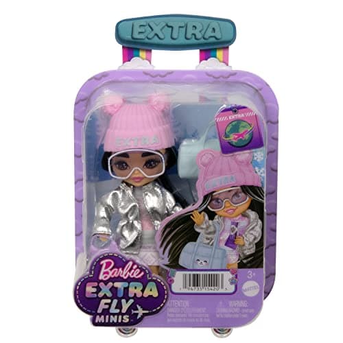 Barbie Extra Minis Travel Doll with Winter Fashion, Barbie Extra Fly Small Doll, Winter Clothes with Accessories, HPB20 — view 5