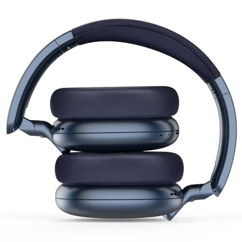RORSOU C6 Active Noise Cancelling Headphones, Wireless Over Ear Bluetooth Headphones, 60H Playtime, Lightweight Folding Deep Bass Comfort Fit Ear Cups Headset with Mic for iPad/Travel/PC/Home Blue — view 3