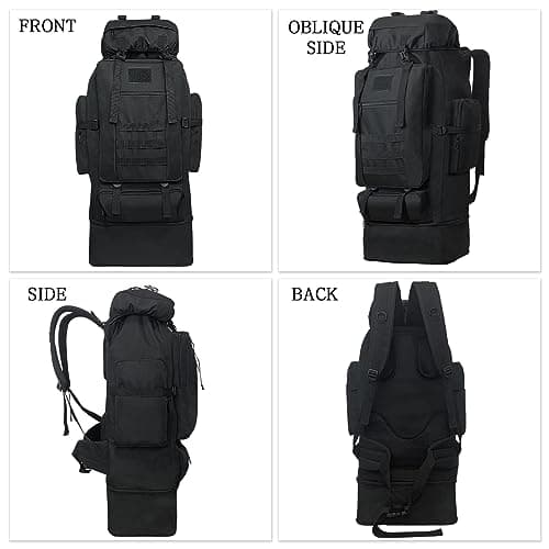 Lizbin 100L Camping Hiking Backpack, Military Tactical Backpack Molle Rucksack, Extra Large Hiking Backpack, Water Resistant Hiking Daypack, Outdoor Sports Backpack, Adjustable Sport Bags (Black) — view 6
