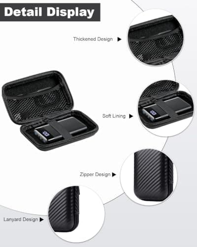 Powfix Hard EVA Case for INIU 20000mAh 22.5W Power Bank, Storage Bag Black — view 2