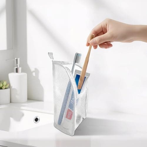 Compact Hanging Toiletry Organizer for Travel Lightweight Wash Bag with Hook Portable Camping Bathroom Storage -Saving Outdoor Shaving Kit for Adults Zippered Pouch (White, 22X13X13cm) — view 4