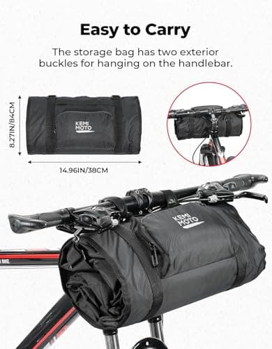 KEMIMOTO Folding Bike Bag for Bicycles, 26-29 In, Heavy Duty 900D Bike Travel Bag/Box, Folds into Handlebar Bag, for Transportation and Air Travel, Waterproof, Bicycle Outdoor Storage Bag — view 5