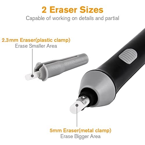 OFFCUP Electric Automatic Portable Pencil & Eraser 22pcs Refills, Battery Operated Eraser for Sketching Graphite Pencils/Drafting — view 3