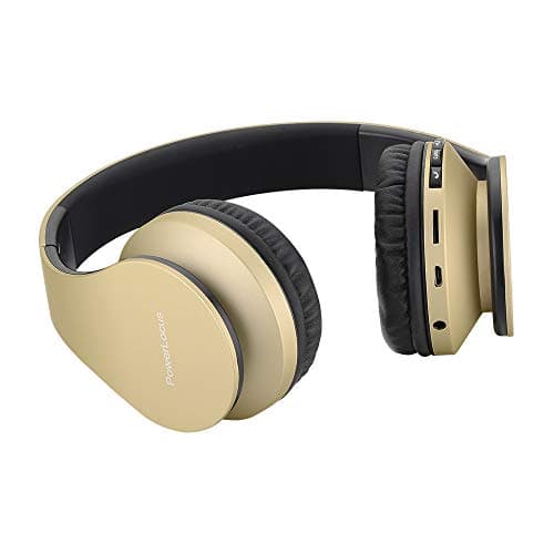 PowerLocus Wireless Bluetooth Over-Ear Stereo Foldable Headphones, Wired Headsets Noise Cancelling with Built-in Microphone for iPhone, Samsung, LG, iPad (Gold) — view 5