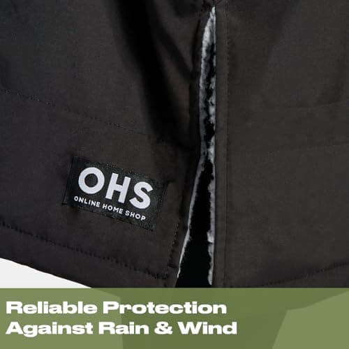 OHS Changing Rain Coat for Adults, Lightweight Breathable Waterproof Jacket for Swimming Surfing Packable Windbreaker Drying Robe with Pockets Active Outdoor Travel Jacket - Black — view 6