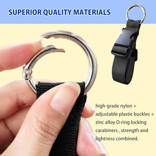 Luggage Straps,3 PCS Adjustable Luggage Straps with Ring Hooks Heavy Duty Suitcase Connector Straps for Attaching Bags Travel Accessories for Luggage Webbing Straps for Backpack or Handbag — view 5