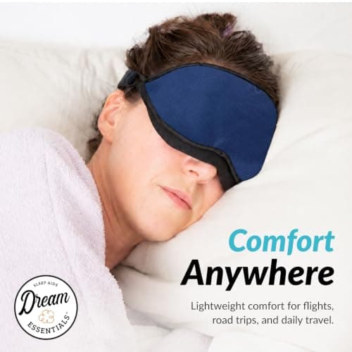 Dream Essentials Natura Organic Cotton Sleep Mask | Twilight Blue | Eye Mask for Sleeping, Light Blocking Soft Sleep Eye Cover with Eco Wool Padding | Made in USA Travel Accessories — view 4