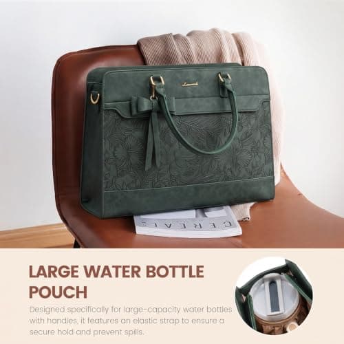 LOVEVOOK Laptop Handbags for Women, 17.3 Inch Ladies Work Bags Large Tote Bags with Compartments, PU Leather Womens Handbag Shoulder Bag for Office School Teacher Shopping Business — view 3