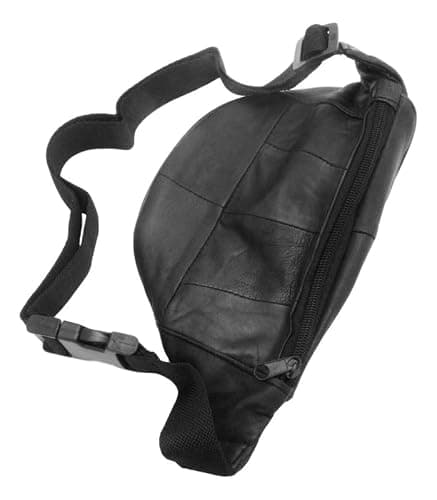 Engraved Shield Black Leather Fanny Pack Adjustable Travel Bumbag Gift ES — view 6