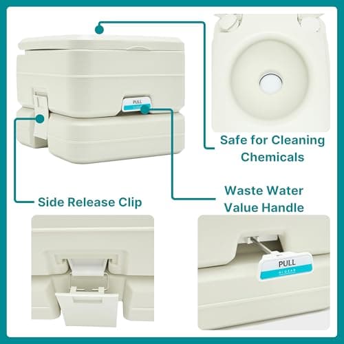 Hi-Gear Portable Flush Toilet with Seat, Bellows Pump & Double Sealed Valve, 10L Capacity Waste Tank, Lightweight, Durable & Hygienic, Ideal for Camping, Festivals, Travel and Emergency Use — view 6