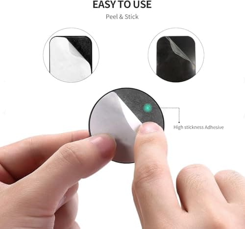 Smartphones Metal Plate 4 Pack for Phone Car Mount Holder Cradle with 3M Adhesive (Compatible with Magnetic Mounts) - 2 Rectangle and 2 Round, Black — view 6