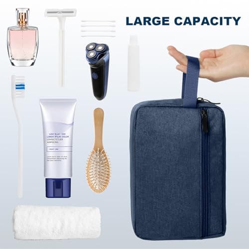 Aucuu Toiletry Bag for Men and Women, Travel Wash Bag, Waterproof Shaving Bag, Toiletries Accessories Cosmetic Bag, Makeup Bag with Handle, Travel Toiletry Wash Bag for Men and Women, Blue — view 5