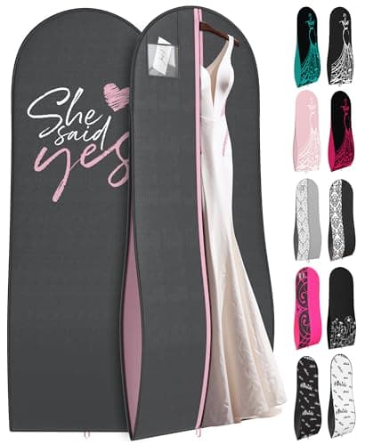 Women’s Dress and Gown Garment Bag -72”x24” and 10” Tapered Gusset -Your Bags Charcoal Grey (She Said Yes)