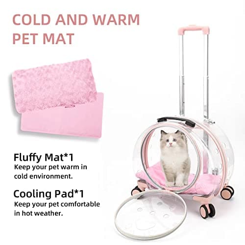 Transparent & Fully Breathable cat Carrier with Rolling Wheels — view 5