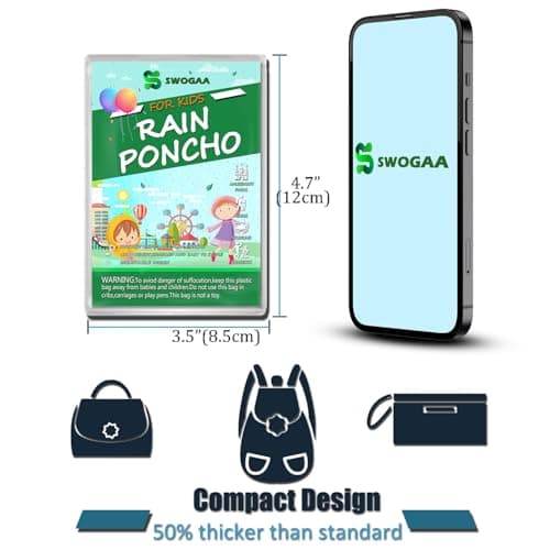SWOGAA Disposable Rain Ponchos for Kids 6 Pack Extra Thick — view 6