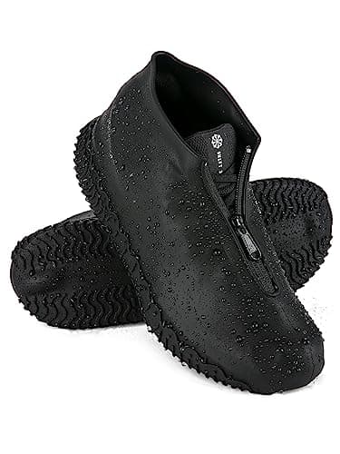 Zbksywa Waterproof Shoe Covers for Rain Silicone Overshoes with Zipper Non-Slip Galoshes for Men and Women