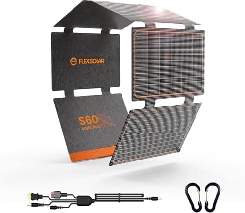 FlexSolar 60W Portable Solar Charger IP67 Waterproof Foldable Solar Panel