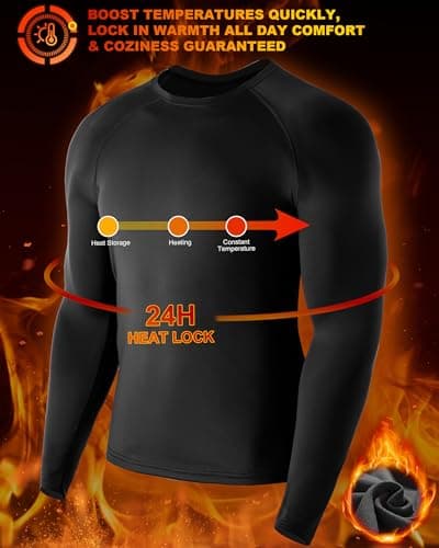 Roadbox Men's Thermal Base Layer Top 1-2 Pack, Fleece Lined Long Sleeve — view 4