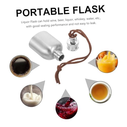 Ciieeo Portable Stainless Steel Flask with Hanging Rope, Oval Wine Pot for Outdoor Activities, Good Sealing Performance to Maintain Freshness and Taste, Camping Wine Holder and Travel — view 4