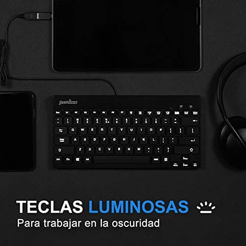 Perixx PERIBOARD-326 Mini Backlit USB Keyboard, Short Travel Keys, Compact, QWERTY ES, Minimalist Design — view 2