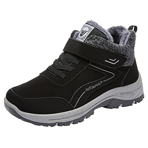 Walking Trainers Womens Womens Trainers Fashion Winter Wide Fit Orthopedic Shoes Comfortable Flat Round Toe Solid Color Plush Warm Trainer Arch Support Sneakers Running Shoes Women Grey 5.5