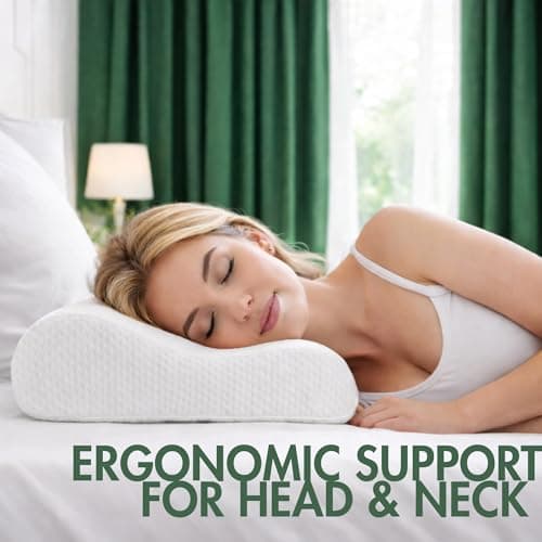 Willow & Sage Large Contour Memory Foam Pillow 60x40x10/12cm – Orthopaedic Cervical Neck Support Pillow – Ergonomic Design for Back & Side Sleeping – Breathable Removable Cover (Pack of 1) — view 3