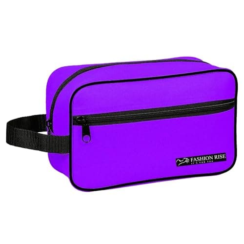 Water-Resistant Toiletry Bag for Men & Women - Lightweight Travel Wash Bag with Multiple Compartments, Compact Dopp Kit Cosmetic Organizer, Durable Nylon Shaving & Makeup Storage Case (Purple)