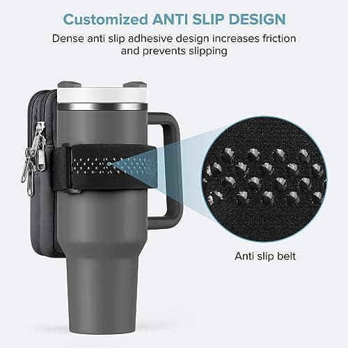 Water Bottle Pouch For Stanley Cup 40oz 30oz, Running Water Bottle Bag for Cards, Keys, Phone, Gym Accessories For Men Women, Travel Tumbler Mug Pouch Compatible With Stanley, Simple Modern(Charcoal) — view 4