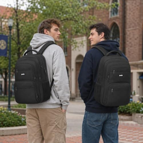 Paude Laptop Backpack,School Backpack Large Bookbag for High School College Students,Black Backpack for Men Office Business,Waterproof — view 5