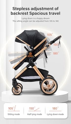 GLOKID 3 in 1 Prams Travel System, 0-4 Years, Foldable, Compact and Reclining Baby Pushchair, Aluminum Frame, Accessories, Nursery Bag、Cream — view 4