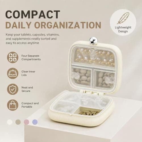 Portable Pill Case 7 Compartments Storage Organizer Box with Reminder — view 5