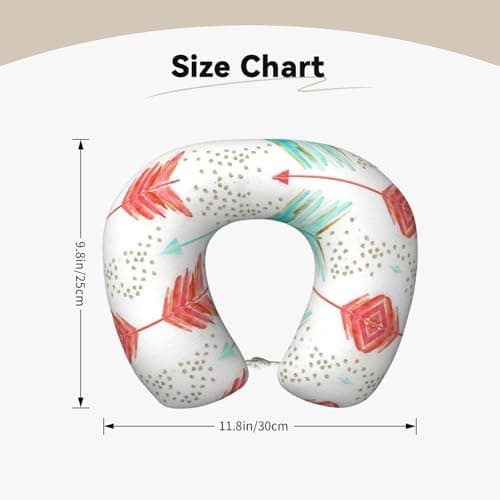 AUGUSTRUSH Memory Foam Neck Pillow - Travel Pillow With Adjustable Clasp, Removable Washable Cover For Airplane Office Car, Ergonomic Support Comfortable U-Shaped Pillow, Coral Teal Arrows Print — view 4