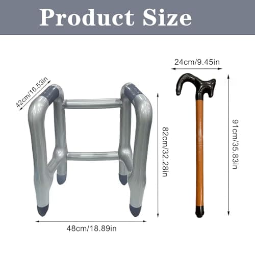 Inflatable Zimmer Frame and Walking Stick, Blow Up Walking Frame - Funny Fancy Dress Prop for Retirement Party, Stag Do & Old Man Costum — view 2