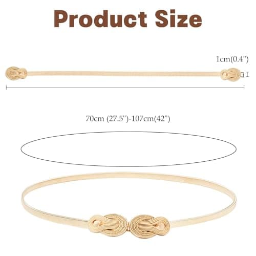 Gold Belt, Amaxiu Elastic Waist Belt for Women, Versatile Stretch Chain Gold Ladies Dress Belt, Adjustable Stretch Metal Waist, Thin Skinny Elastic for Dresses Wedding Party and Daily Outfits — view 2