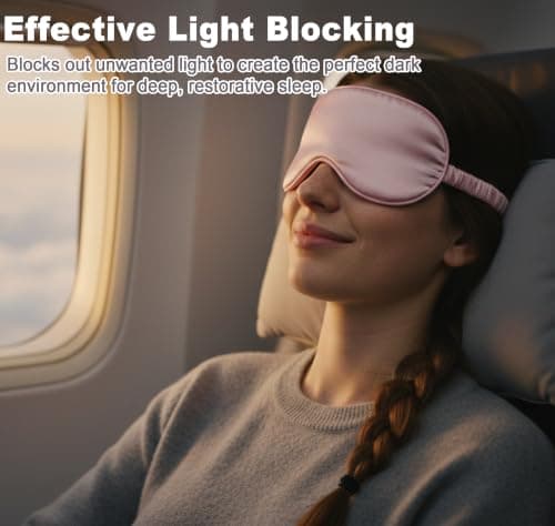 Sleep Mask Satin Eye Mask, Blackout, Pink — view 5