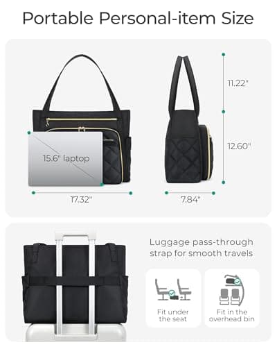 bagsmart Laptop Tote Bag for Women, 15.6" Teacher Work Bag Briefcase — view 6