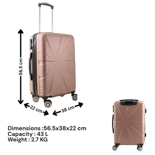 53X38X22CM Cabin Suitcase 4 Wheel Hardshell Expandable Luggage Case Hand Carry On ABS (T-HC-CABIN-2029) (Rose Gold) — view 2