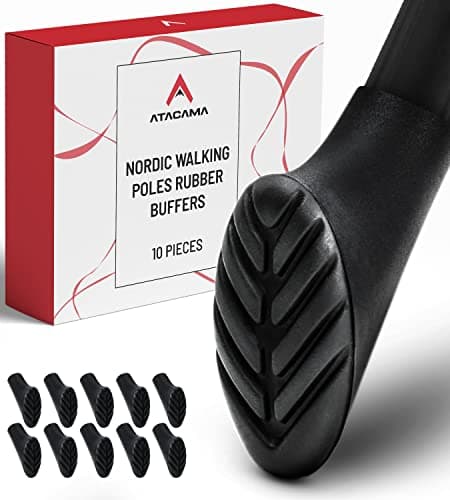 ATACAMA Walking Stick Rubber Tips for Nordic Walking - Extra Grip and Soft - 10 Pcs Rubber Tips Sticks for Hiking Stick - Hike Pole Cover Universal Pad - Black Walking Pole Ends - Trekking Equipment