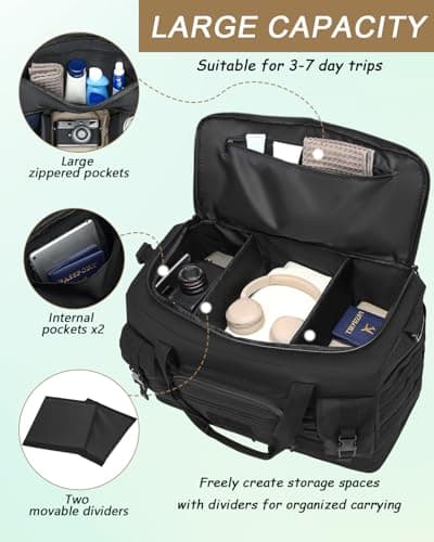 FRETHIND Travel Duffle Bag for Men 50L Holdall Sport Gym Bag w/Toiletry Bag Set for Fitness Weekender Camping — view 4