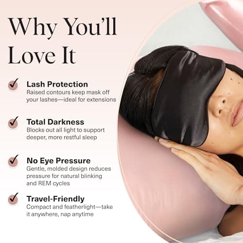Kitsch Weighted Satin Sleep Mask for Sleep and Travel 116g - Black — view 5
