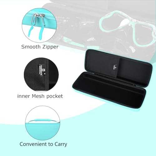 Tourmate Hard Storage Case for Greatever Dry Snorkel Set,Travel Case for Anti-Fog Scuba Diving Mask, Only Case (Cyan) — view 4