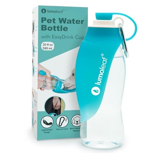 LumoLeaf Dog Water Bottle for Walking, Portable Pet Water Dispenser with Foldable Leaf Bowl – Lightweight Travel Bottle for Small & Medium Dogs, 590 ml