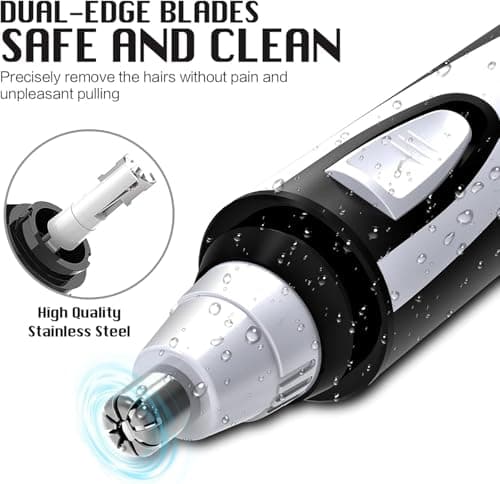 Paonies Nose Hair Trimmer for Men and Women, 2026 Professional Painless Ear and Nose Hair Trimmer Clipper, Battery-Operated Facial Hair Removal with IPX7 Waterproof, Dual Edge Blades, Easy to Clean — view 3