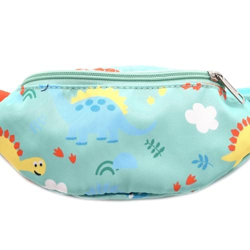 Kids Fanny Pack, Cute Dinosaur Kids Bum Bag Bumbag Waist Pack Cartoon Hipsack Belt Bag Small Belt Bum Bag Crossbody Purse Waist Pouch for Toddler Girls Boys Running Hiking Travel Sports (Green) — view 4
